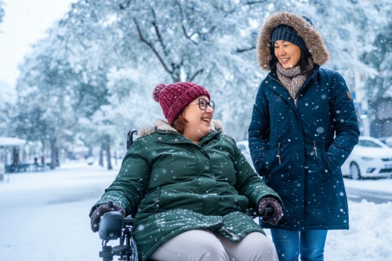 Sclérose en plaques et hiver : économiser son énergie en fauteuil roulant électrique